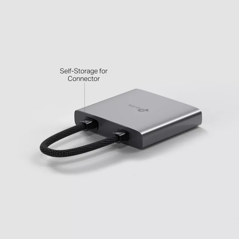 USB Type-C stotelė TP-Link UH3020C — 3 prievadai (HDMI, USB-A, USB-C), 5 Gbit/s, HDMI 4K@60Hz, PD iki 100W, aliuminis, 0,18 m laidas