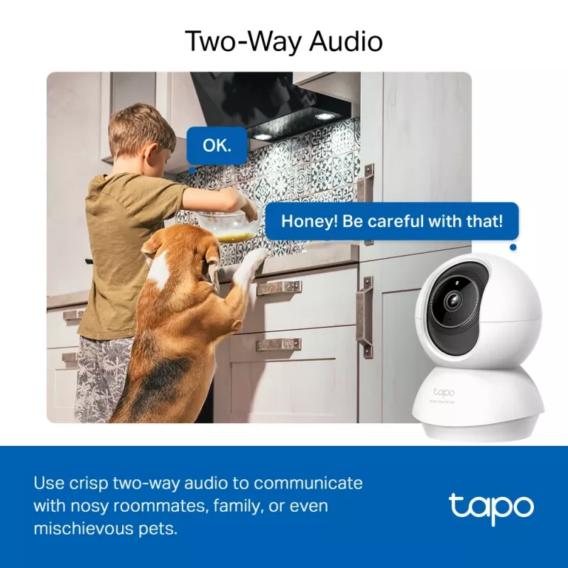 TP-Link Tapo Pan/Tilt AI 3K 5MP belaidė IP stebėjimo kamera, 2,4 GHz, 360°
