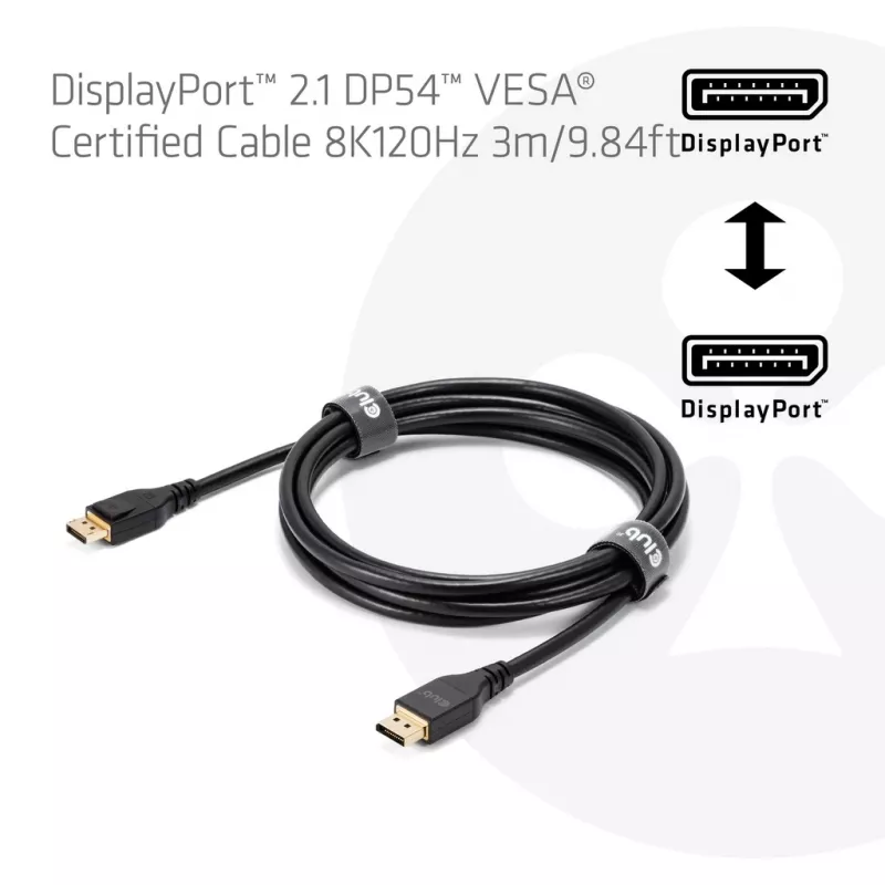 CLUB3D DisplayPort™ 2.1 DP54™ VESA® sertifikuotas laidas 8K120Hz 3m