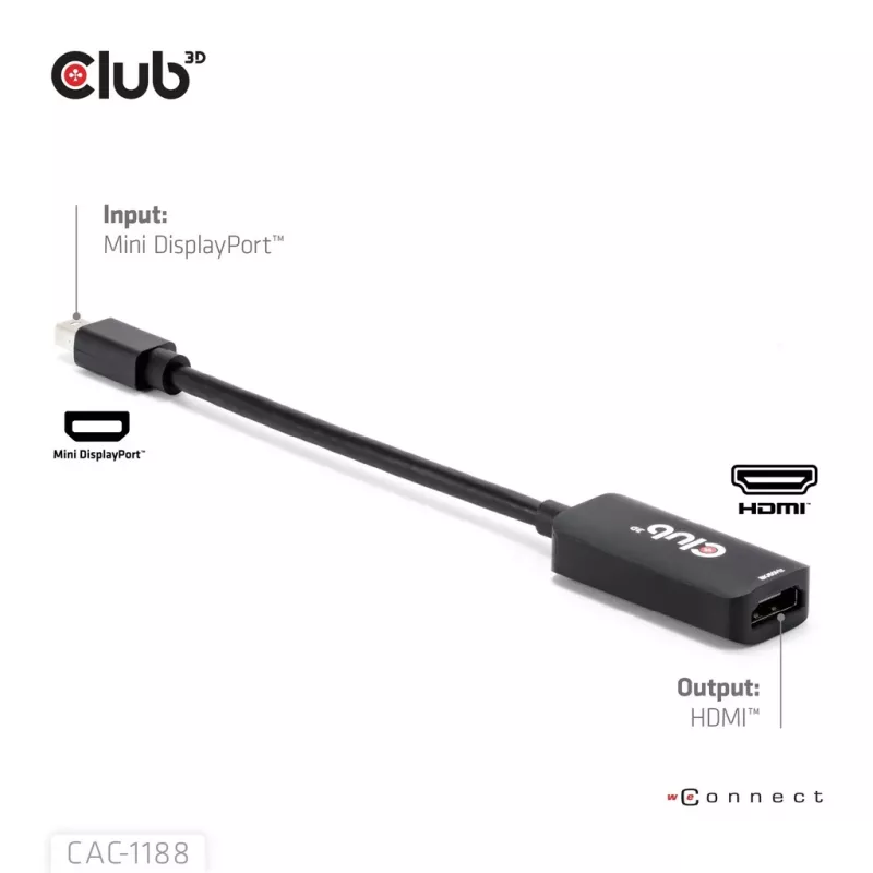 Adapteris CLUB3D Mini DisplayPort 1.4 į HDMI 8K60Hz M/F, Mini DisplayPort jungtis