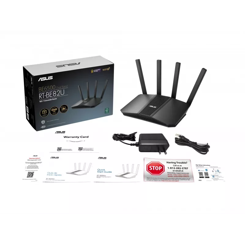 ASUS RT-BE82U BE6500 belaidis maršrutizatorius 2.5 Gigabit Ethernet dviejų juostų (2.4 GHz / 5 GHz) Juodas