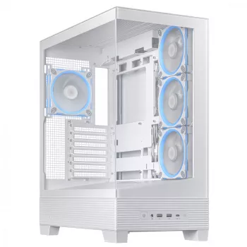 PC korpusas ASUS A31 Plus TG ARGB WHITE Midi Tower — ATX, grūdintas stiklas, ARGB, 3x120 mm + 1x120 mm ventiliatoriai, 38 cm GPU, 165 mm CPU aušintuvas