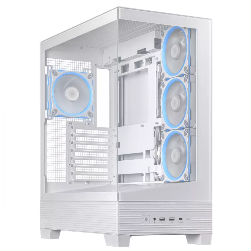 PC korpusas ASUS A31 Plus TG ARGB WHITE Midi Tower — ATX, grūdintas stiklas, ARGB, 3x120 mm + 1x120 mm ventiliatoriai, 38 cm GPU, 165 mm CPU aušintuvas