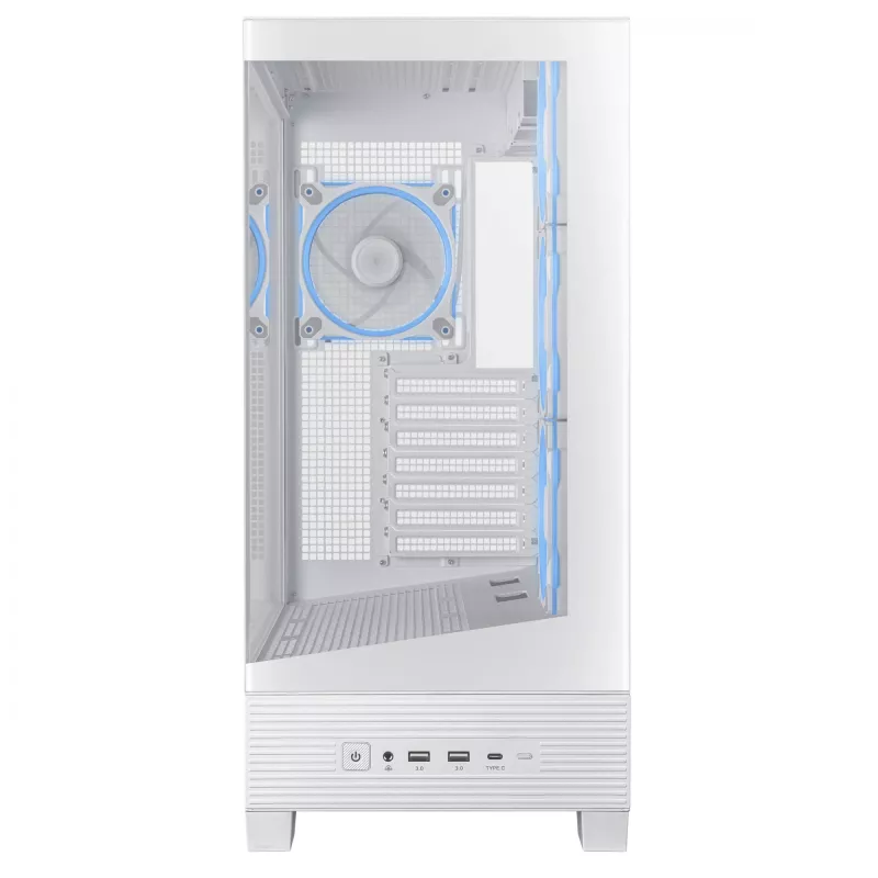 PC korpusas ASUS A31 Plus TG ARGB WHITE Midi Tower — ATX, grūdintas stiklas, ARGB, 3x120 mm + 1x120 mm ventiliatoriai, 38 cm GPU, 165 mm CPU aušintuvas