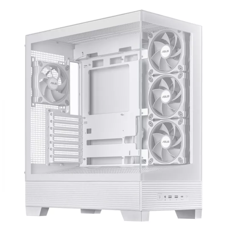 PC korpusas ASUS A31 Plus TG ARGB WHITE Midi Tower — ATX, grūdintas stiklas, ARGB, 3x120 mm + 1x120 mm ventiliatoriai, 38 cm GPU, 165 mm CPU aušintuvas