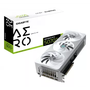 Vaizdo plokštė GIGABYTE GeForce RTX 5070 Ti 16GB GDDR7, PCIe 5.0, 8960 CUDA, 30000 MHz, 256 bitų, WINDFORCE 3X, balta