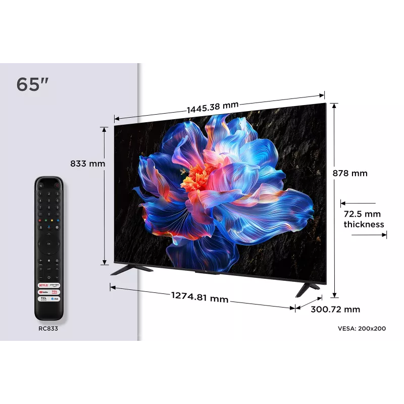 TCL V6C 65V6C televizorius 165,1 cm (65 col.) 4K Ultra HD Smart TV Wi-Fi Metalinis 280 cd/m²
