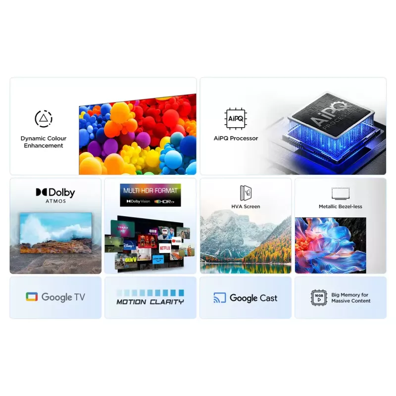 Televizorius TCL V6C 43 colių 4K Ultra HD DLED, Direct-LED, Google TV, HDR10+, 3840×2160, 60Hz, 20W