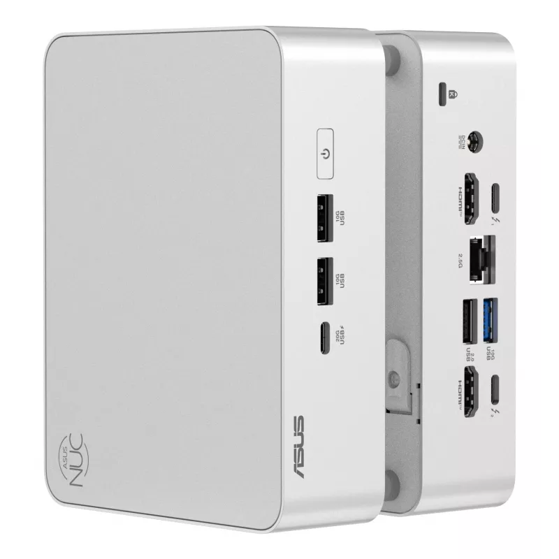 Mini PC barebone ASUS NUC 15 Pro+ RNUC15CRSU900002 — Intel Core Ultra 9 (16 branduolių / 16 gijų), DDR5 iki 192 GB, Intel Arc 140T, Wi‑Fi 7, 2x HDMI 2.1, 2x Thunderbolt 4