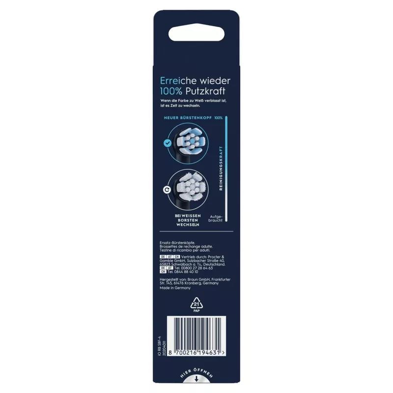 Oral-B 194631 šepetėlio galvutė 4 vnt. Juoda