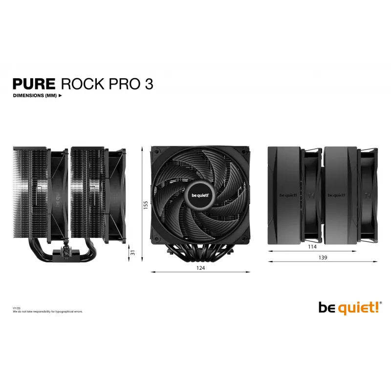 be quiet! Pure Rock Pro 3 Black procesoriaus oro aušintuvas 12 cm 1 vnt.