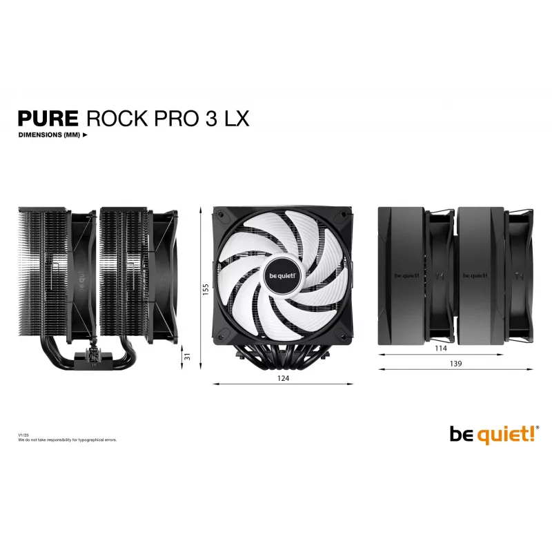 be quiet! Pure Rock Pro 3 LX Black procesoriaus oro aušintuvas 12 cm 1 vnt.
