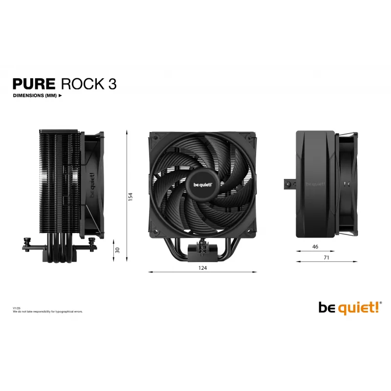 be quiet! Pure Rock 3 Black procesoriaus oro aušintuvas 12 cm 1 vnt.