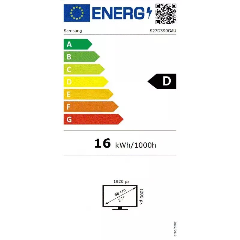 Samsung S27D390GAU monitor kompiuterinis 68,6 cm (27 colių) 1920 x 1080 pikselių Full HD LED juodas