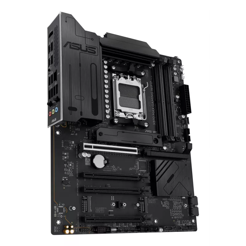 Motininė plokštė ASUS X870 MAX GAMING WIFI7 ATX — AMD X870, Socket AM5, DDR5, 4 DIMM, 256 GB, Wi‑Fi 7, Bluetooth 5.4, 3 M.2, 2x USB4 Gen3x2
