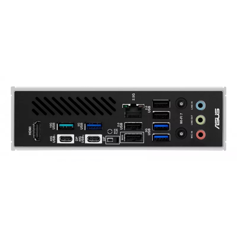 Motininė plokštė ASUS X870 MAX GAMING WIFI7 ATX — AMD X870, Socket AM5, DDR5, 4 DIMM, 256 GB, Wi‑Fi 7, Bluetooth 5.4, 3 M.2, 2x USB4 Gen3x2