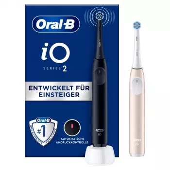Elektrinis dantų šepetėlis Oral-B iO Series 2 Duo juodas rožinis įkraunamas su išmaniuoju slėgio jutikliu