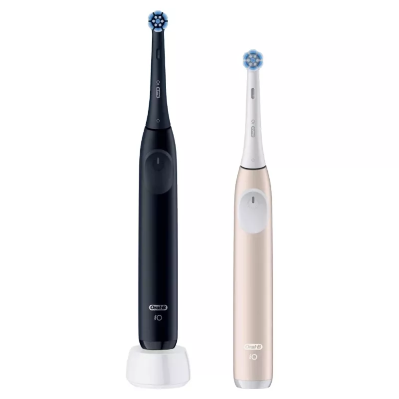 Elektrinis dantų šepetėlis Oral-B iO Series 2 Duo juodas rožinis įkraunamas su išmaniuoju slėgio jutikliu