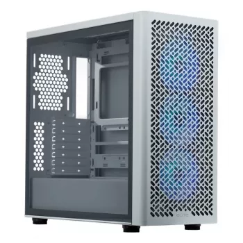 Kompiuterio korpusas Cooler Master Elite 502 Midi Tower Baltas — ATX, 3× 120mm priekyje, 120mm gale, maitinimo šaltinis apačioje, palaiko 2,5 colio/3,5 colio diskus