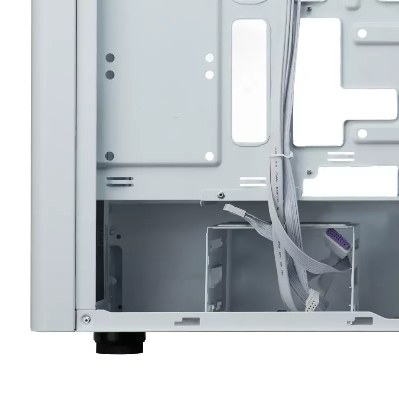 Kompiuterio korpusas Cooler Master Elite 502 Midi Tower Baltas — ATX, 3× 120mm priekyje, 120mm gale, maitinimo šaltinis apačioje, palaiko 2,5 colio/3,5 colio diskus