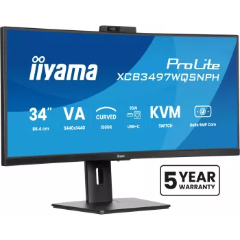 Monitorius iiyama ProLite XCB3497WQSNPH-B1 86,4 cm (34 inch) 3440x1440 UltraWide Quad HD LED lenktas