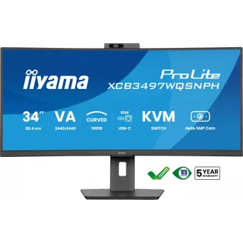 Monitorius iiyama ProLite XCB3497WQSNPH-B1 86,4 cm (34 inch) 3440x1440 UltraWide Quad HD LED lenktas
