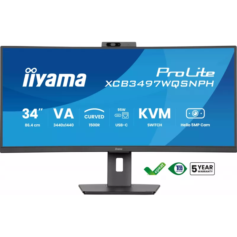 Monitorius iiyama ProLite XCB3497WQSNPH-B1 86,4 cm (34 inch) 3440x1440 UltraWide Quad HD LED lenktas