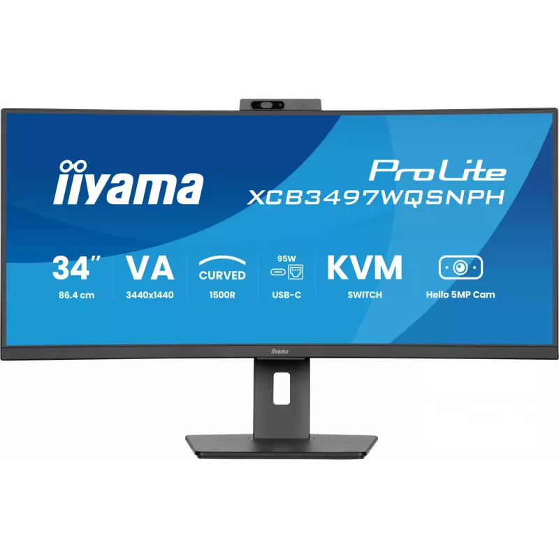 Monitorius iiyama ProLite XCB3497WQSNPH-B1 86,4 cm (34 inch) 3440x1440 UltraWide Quad HD LED lenktas