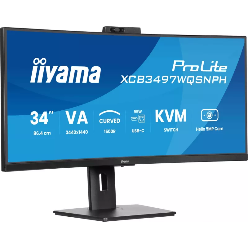 Monitorius iiyama ProLite XCB3497WQSNPH-B1 86,4 cm (34 inch) 3440x1440 UltraWide Quad HD LED lenktas