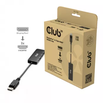 CLUB3D DisplayPort™ į Trigubą HDMI™ 8K60Hz šakotuvas, DisplayPort, HDMI, 2.1b/1.4a, 13.5 Mbit/s, 120 Hz, 3840 x 2160, 7680 x 4320