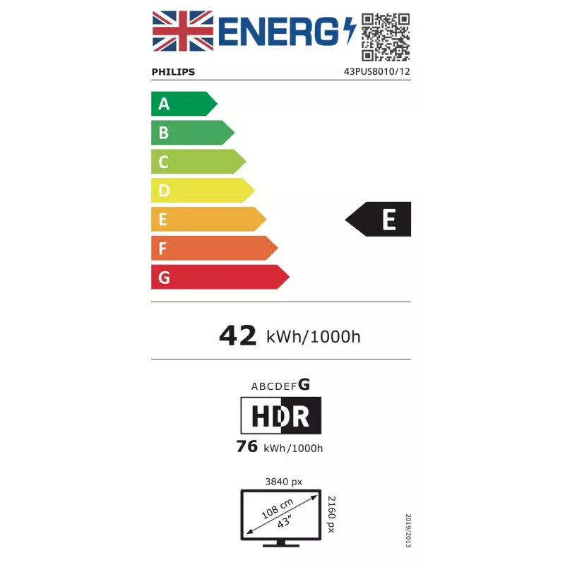 Philips 43PUS8010/12 televizorius 109,2 cm (43 col.) 4K Ultra HD Smart TV Wi-Fi juodas