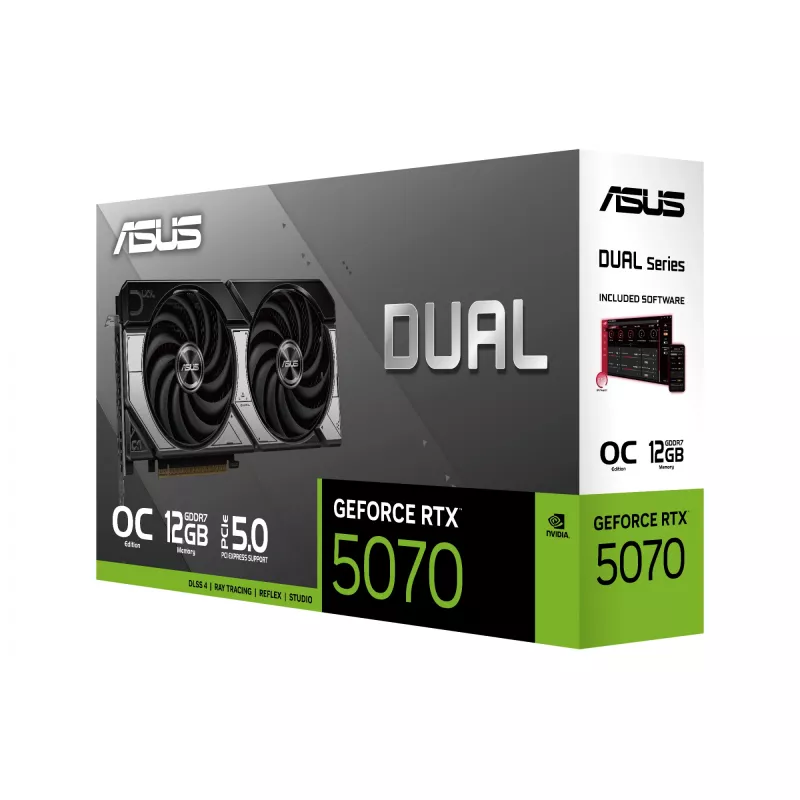 Vaizdo plokštė ASUS GeForce RTX 5070 – 12 GB GDDR7, PCIe 5.0, 192 bitų, 3x DisplayPort 2.1b, 1x HDMI 2.1b