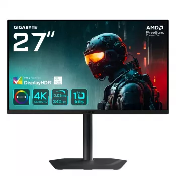 GIGABYTE MO27U2 OLED 4K UHD žaidimų monitorius - 3840 x 2160, 240Hz, 0,03ms, 1000 cd/m², Display HDR True Black 400, HDMI 2.1, Displayport 1.4