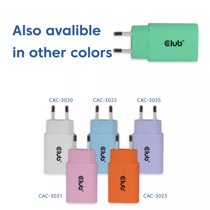 “Club 3D” 2 vnt. USB-C įkroviklių rinkinys 30 W – du 30 W USB-C maitinimo adapteriai