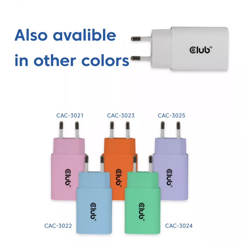 USB-C įkroviklių rinkinys 2 vnt. CLUB3D CAC-3020, 30 W, baltas