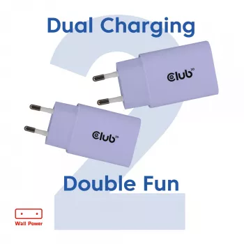 Club 3D USB-C įkroviklis 30W 2 vnt. komplektas kompaktiškas telefonams ir planšetėms