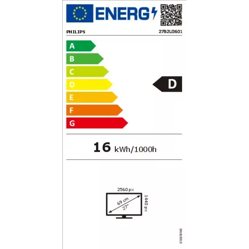 Philips 3000 serijos 27B2U3601/00 monitorius 68,6 cm (27 col.) 2560 x 1440 pikselių Quad HD LCD juodas