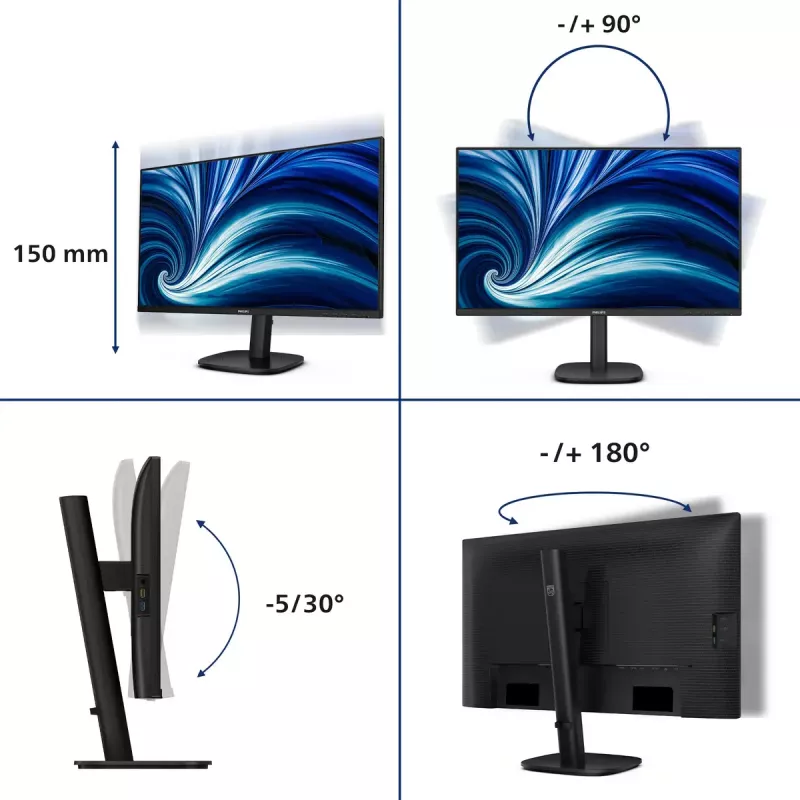 Philips 3000 serijos 27B2U3601/00 monitorius 68,6 cm (27 col.) 2560 x 1440 pikselių Quad HD LCD juodas