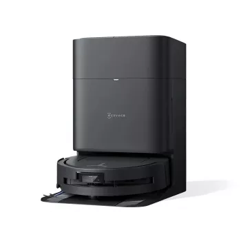 Robotinis dulkių siurblys Ecovacs Deebot T80 Omni — be maišelio 3 l dulkėms, 0,11 l vandeniui, 6400 mAh, 297 min veikimo laikas, juodas
