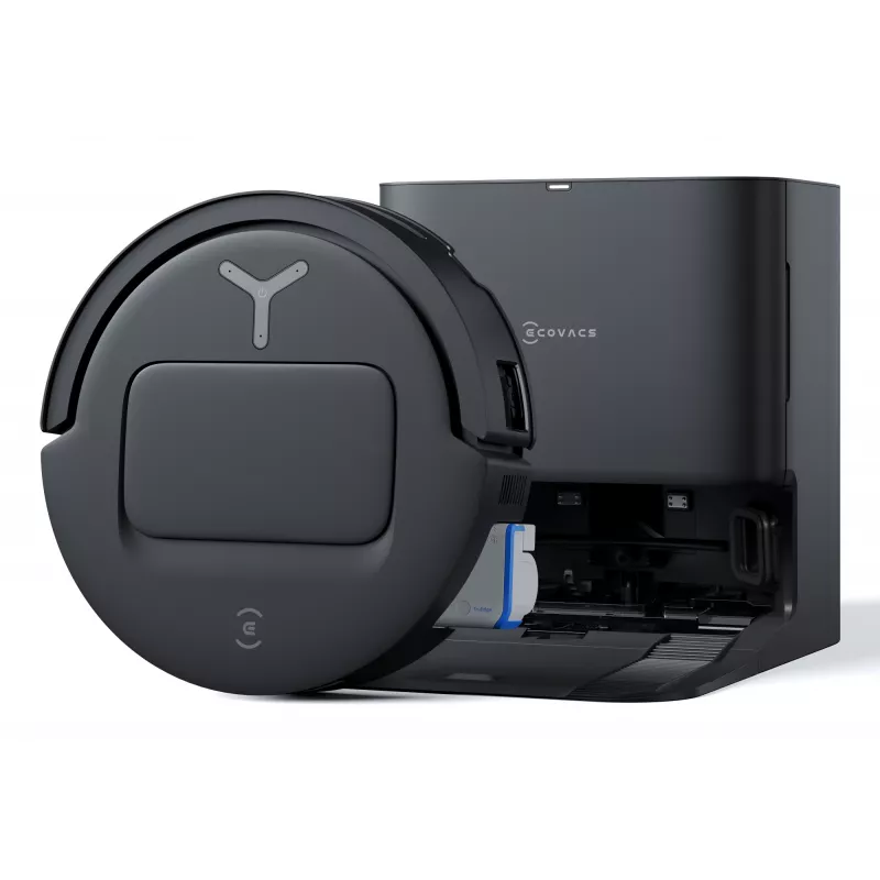 Robotinis dulkių siurblys Ecovacs Deebot T80 Omni — be maišelio 3 l dulkėms, 0,11 l vandeniui, 6400 mAh, 297 min veikimo laikas, juodas
