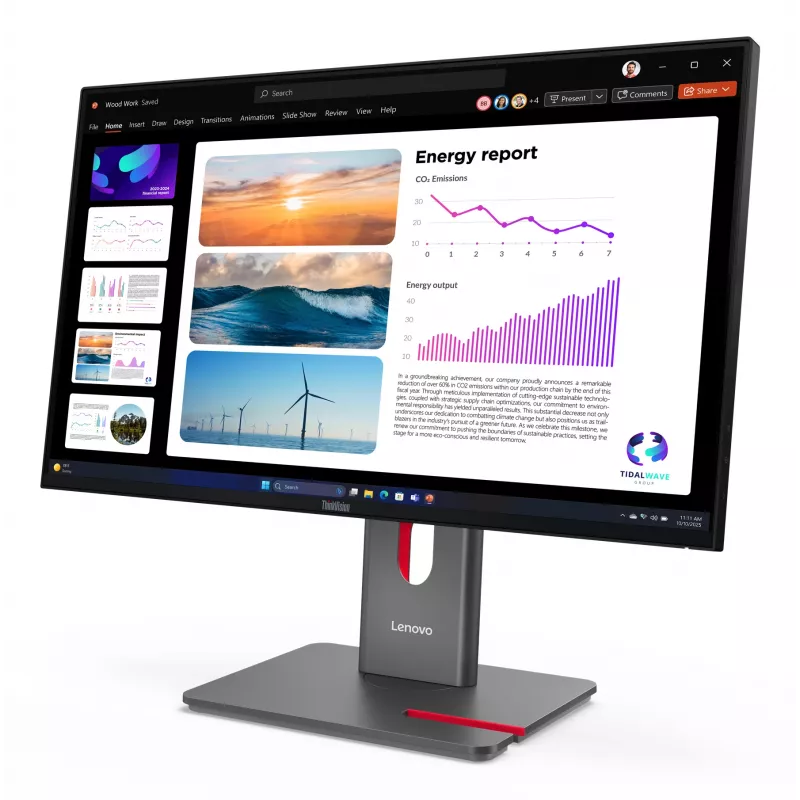 Lenovo ThinkVision P24Q-40 Monitor, 60,5 cm (23,8 colio), 2560 x 1440 pikseliai, Quad HD, LCD, 6 ms, Juoda