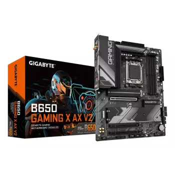 GIGABYTE B650 GAMING X AX V2 pagrindinė plokštė – AMD Ryzen 9000 serijos procesoriams, 8+2+2 fazių VRM, iki 8000MHz DDR5 (OC), 1xPCIe 5.0 + 2xPCIe 4.0 M.2, 2.5GbE LAN, WiFi 6E, USB 3.2 Gen 2