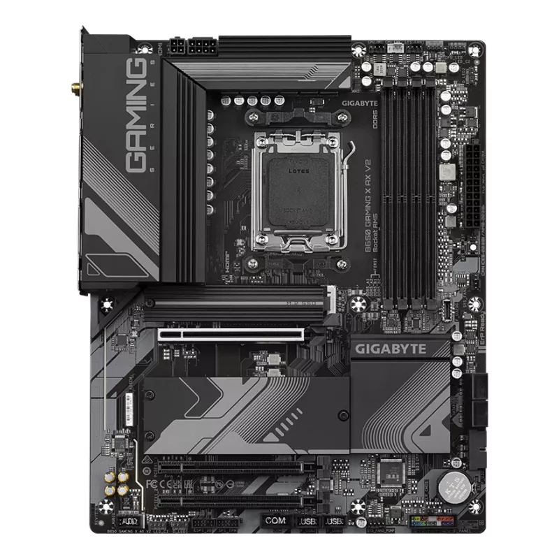 GIGABYTE B650 GAMING X AX V2 pagrindinė plokštė – AMD Ryzen 9000 serijos procesoriams, 8+2+2 fazių VRM, iki 8000MHz DDR5 (OC), 1xPCIe 5.0 + 2xPCIe 4.0 M.2, 2.5GbE LAN, WiFi 6E, USB 3.2 Gen 2