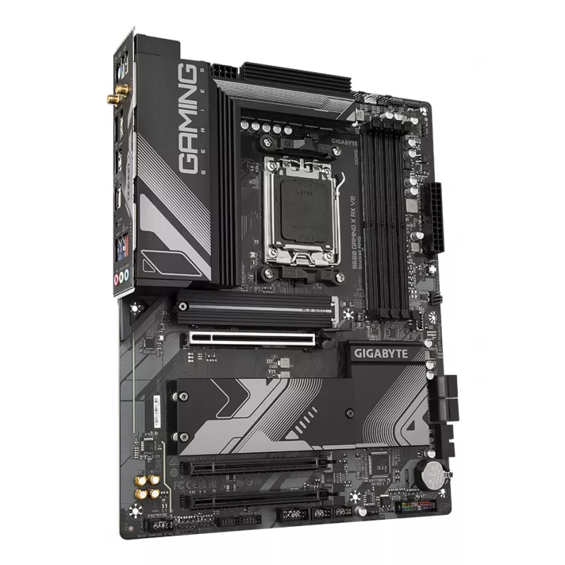 GIGABYTE B650 GAMING X AX V2 pagrindinė plokštė – AMD Ryzen 9000 serijos procesoriams, 8+2+2 fazių VRM, iki 8000MHz DDR5 (OC), 1xPCIe 5.0 + 2xPCIe 4.0 M.2, 2.5GbE LAN, WiFi 6E, USB 3.2 Gen 2