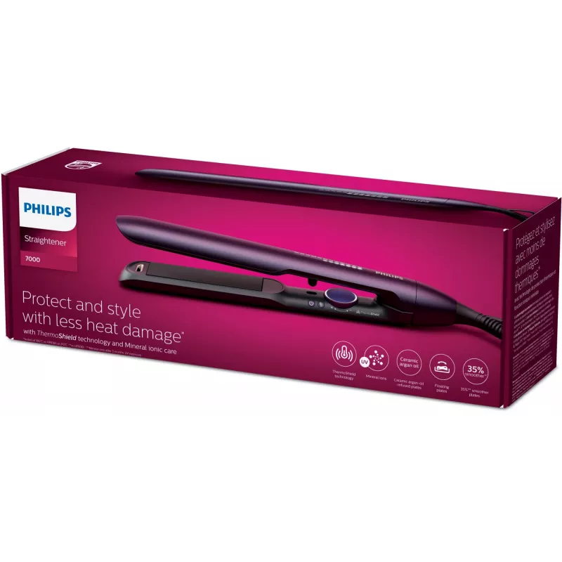 Tiesintuvas Philips 7000 serijos BHS752/00 Warm Purple 2,5 cm keraminės plokštelės, 120–230 °C, 12 lygių, 2 m laidas
