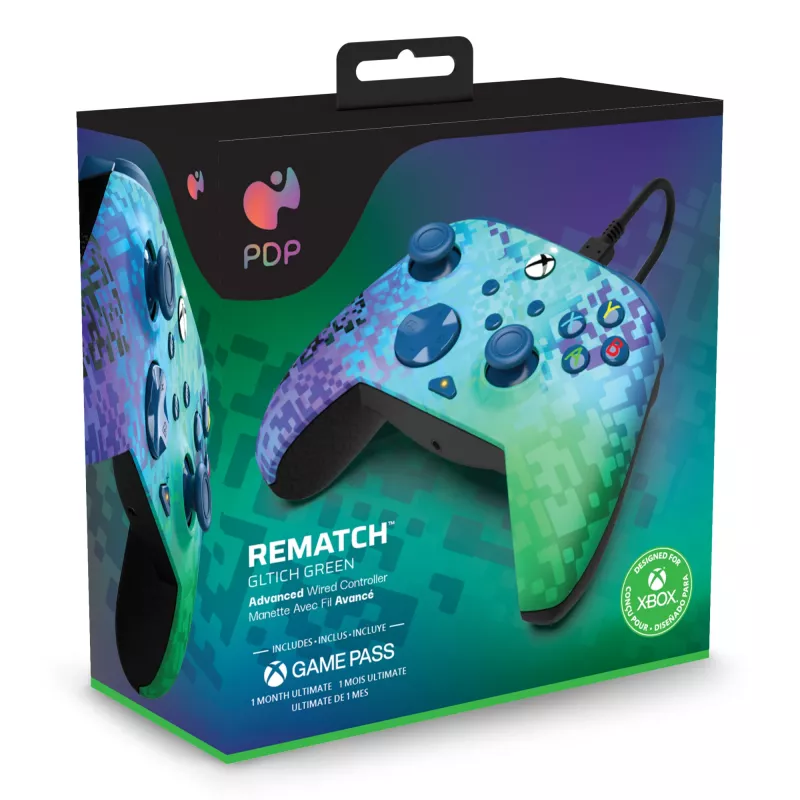 PDP Rematch Advanced juodas, žalias USB žaidimų pultas analoginis / skaitmeninis PC, Xbox One, Xbox Series S, Xbox Series X