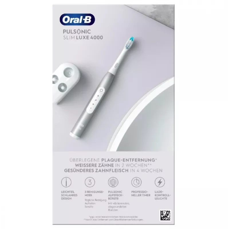 Oral-B Pulsonic Slim Luxe 4000 suaugusiųjų soninis dantų šepetėlis Platinum