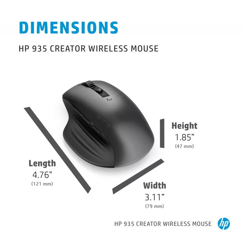 HP 930 Creator belaidė pelė, dešinei rankai, Bluetooth, 3000 DPI, sidabrinė