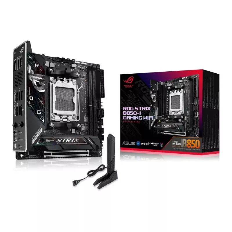 Motininė plokštė ASUS ROG STRIX B850-I GAMING WIFI, AMD B850, Socket AM5, mini ITX, 2x DDR5, Wi-Fi 7, 2.5Gb LAN