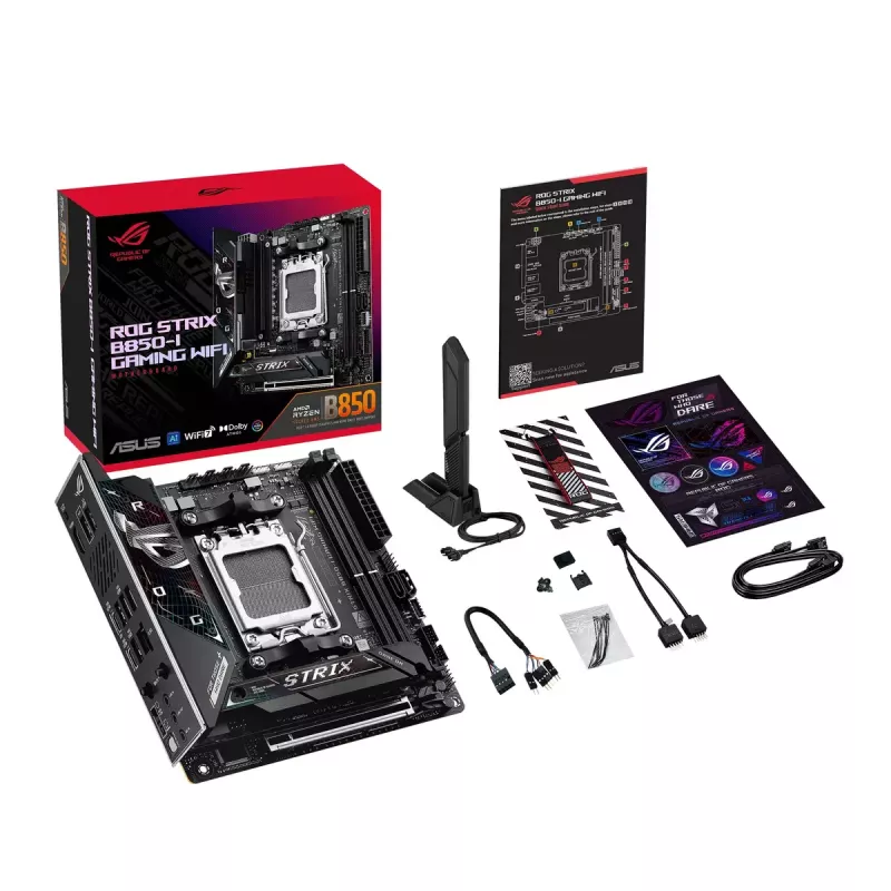 Motininė plokštė ASUS ROG STRIX B850-I GAMING WIFI, AMD B850, Socket AM5, mini ITX, 2x DDR5, Wi-Fi 7, 2.5Gb LAN